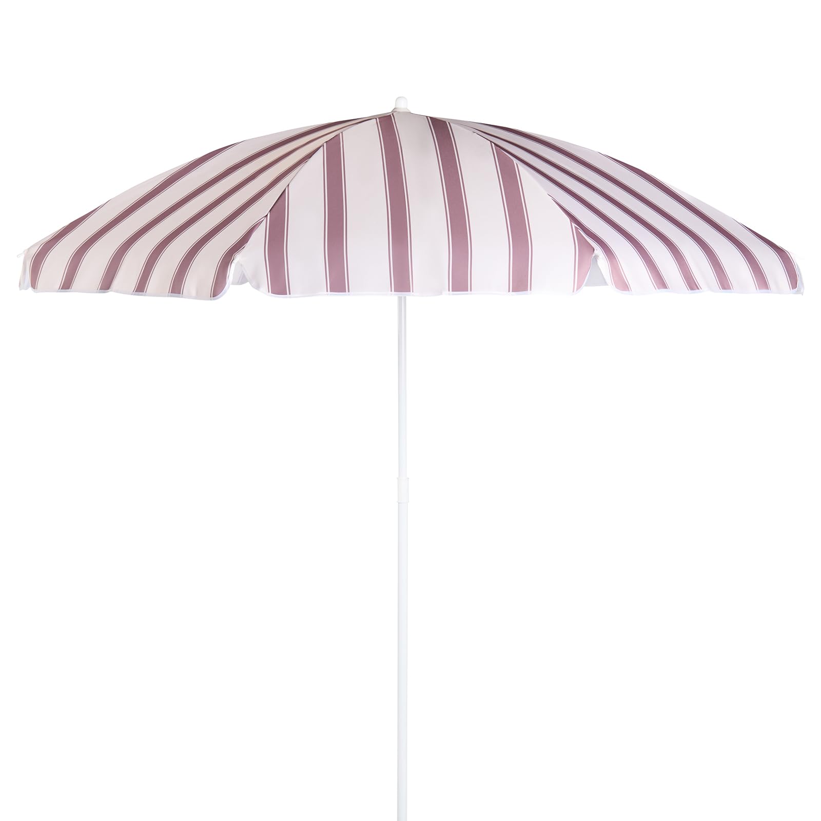 Ohs Chocolate/Cream Stripe Garden Parasol, Outdoor Garden Umbrella Parasol Sun Shade Uv Protective Polyester Patio Canopy With Sturdy Steel Pole Water Resistant Beach Umbrella, - 1.8M