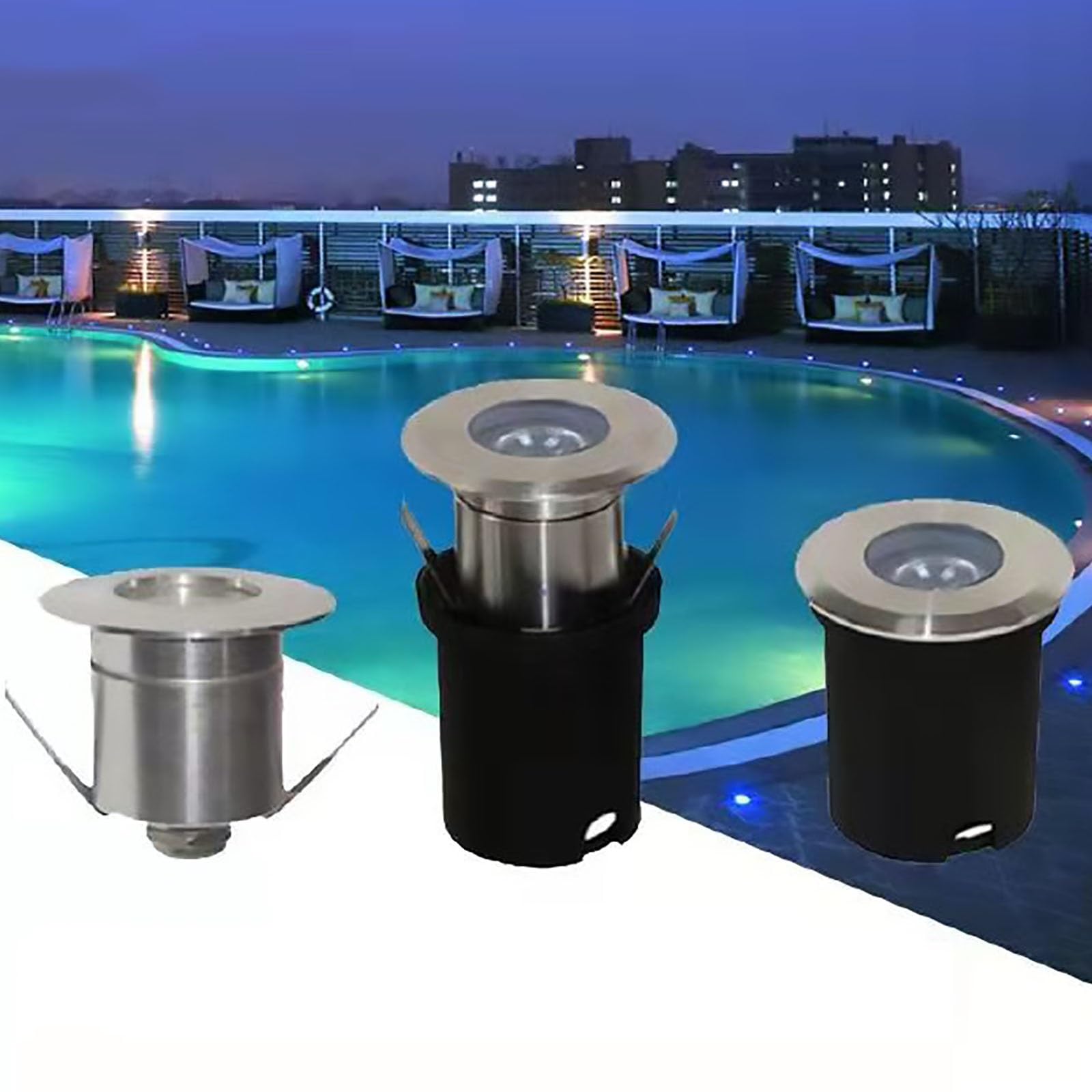 LED-Unterwasser-Landschaftsleuchte for den Außenbereich, vergrabene Lichter, wasserdichtes, rundes, tauchfähiges Niederspannungs-IP68-Einbaustrahler for dekorative Beleuchtung(White,DC12V)