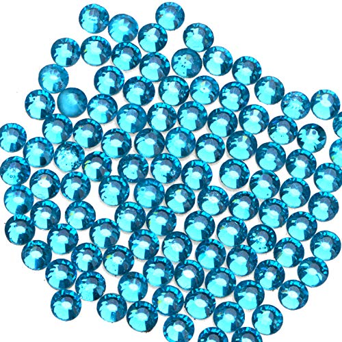 Image of 1000 Pieces Hot Fix Glass Flatback Rhinestones HotFix Round Crystal Gems (Aquamarine, SS20)