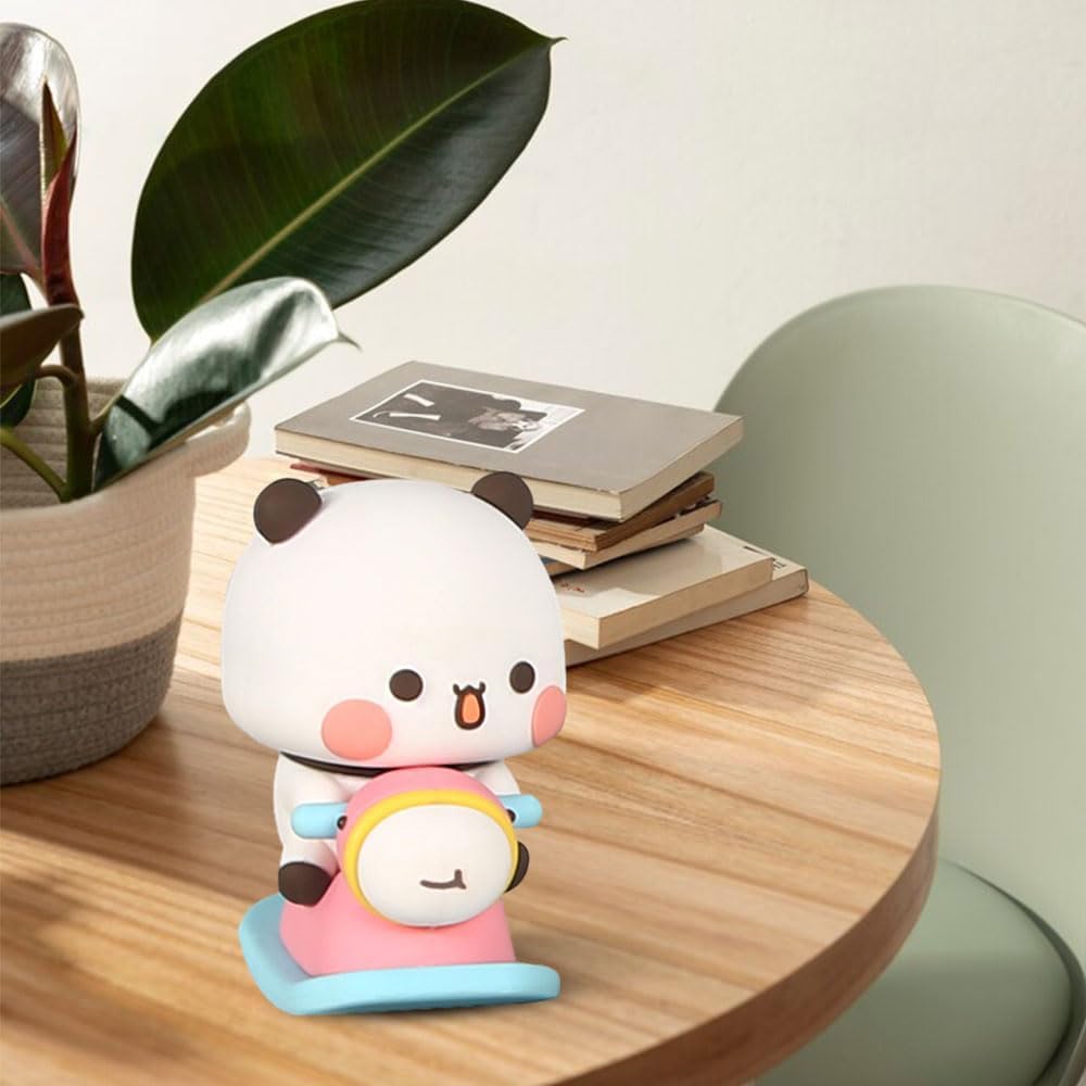 YGCHEN Bubu Dudu Wackelfigur – 2er Set Panda Bär, Gelb & Rosa, Kawaii Miniatur Für Auto, Torte, Schreibtisch, Als Geschenk Oder Deko, PVC, 5,5x4x6,5 Cm