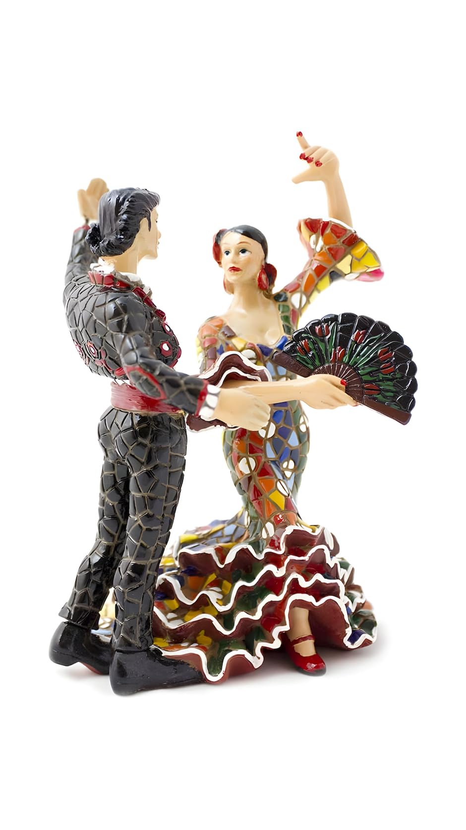 Figura Pareja Flamenca en Mosaico. Figura Mosaico. Figura Decorativa. Figura Mujer y Hombre Bailando Flamenco con Diseño en Mosaico