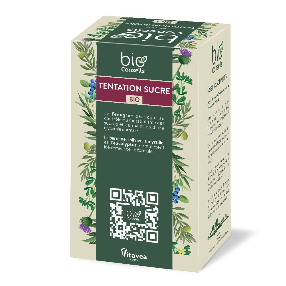 BioConseils - Infusion bio régulation sucre - fenugrec myrtille eucalyptus bardane olivier - 20 sachets