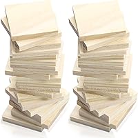 Jyongmer 30PCS 2x2 Inch Unfinished Wooden Squares - 1/4" Thick Natural Blank Wood Blocks for Crafts, Engraving, Painting & DIY