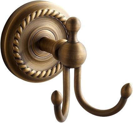Weare Home Gancho doble para abrigos y ropa, estilo retro, color amarillo, cobre, bronce envejecido, para accesorios de baño