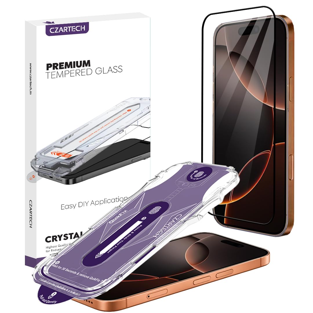 CZARTECH [Auto Align] Tempered Glass For iPhone 17 Screen Protector Edge to Edge Full Protection HD glass with Quik Fix Application | Bubble & Dust Free | Scratch Resistant | Military Grade Protection. — Amazon image 17