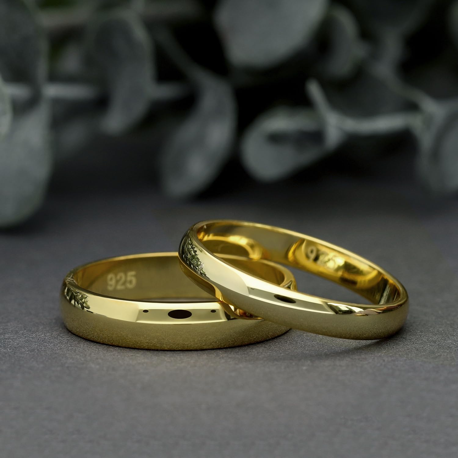 Treuheld® 925 Sterling Silber Ring Gold 48 Größen Damen Herren