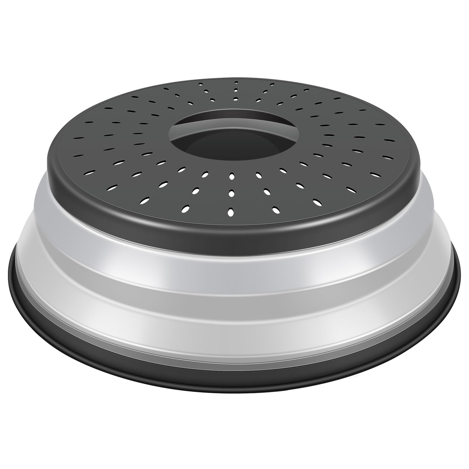 Easy Grip, Microwave Cover for food, LekDrok Microwave Splatter Guard, Collapsible Lid for Plate Dish Bowl, Multi-Purpose Colander Kitchen Gadget for Meal Prep, Dishwasher-Safe, BPA-Free, Charcoal (Only one lid)