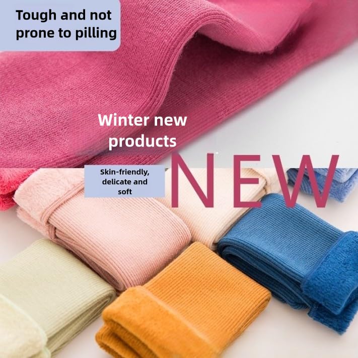 Children's Snow Socks, Winter Fleece Thickened and Warm Floor Socks , Big and Middle Children, Mid-calf Warm Socks (US, Alpha (Alpha), One Size, Regular, 100, Five pairs of light blue socks)4