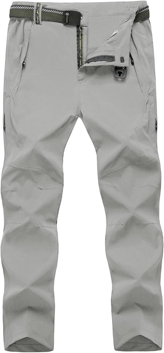 TBMPOY Men’s Lightweight Hiking Pants with Belt 5 Zip Pockets Waterproof Quick-Dry Travel Fishing Work Outdoor Pants TBMPOY Men’s Lightweight Hiking Pants with Belt 5 Zip Pockets Waterproof Quick-Dry Travel Fishing Work Outdoor Pants