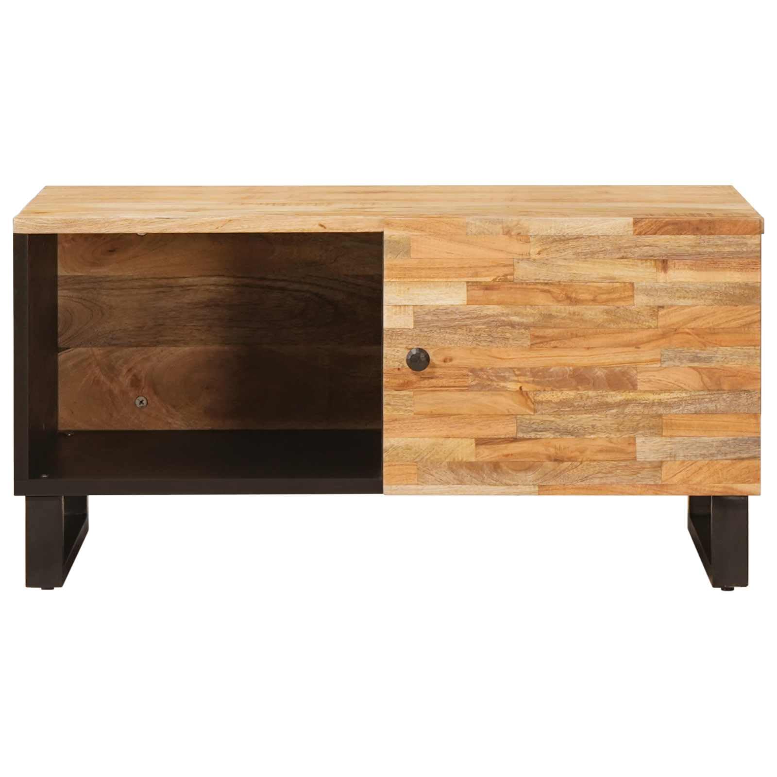 Hothingwell Stolik kawowy z litego drewna mango 80 x 50 x 40 cm brązowy | Prostokątna konstrukcja, ręcznie wykonana, łatwy montaż, prosta konserwacja, do salonu