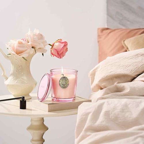 Miniatura 4 de M&SENSE Vela de soja natural, rosa y rosa de agua salada, 9.2 onzas, tiempo de combustión de 50 horas, regalo de vela para ella, vela perfumada para
