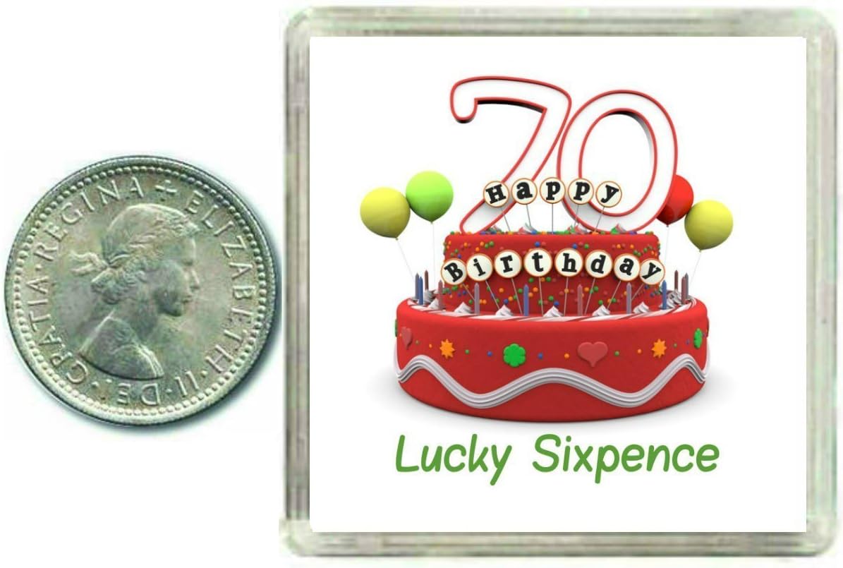 70th Birthday Lucky Sixpence Gift, Great good luck present idea for man or woman