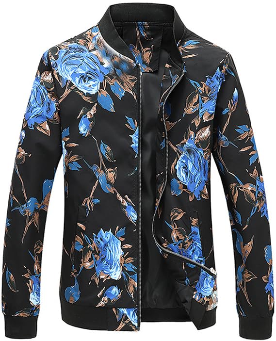 Image of HENGAO Men's Stylish Floral Bomber Jacket
