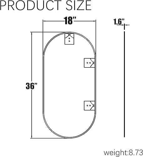 Miniatura 2 de Suwopmvy Oval Bathroom Mirror,Vanity Mirror with Brushed Metal Frame,Wall Mount Mirrors Bathroom, Bedroom, Entryway, Living Room,Hang Vertical and