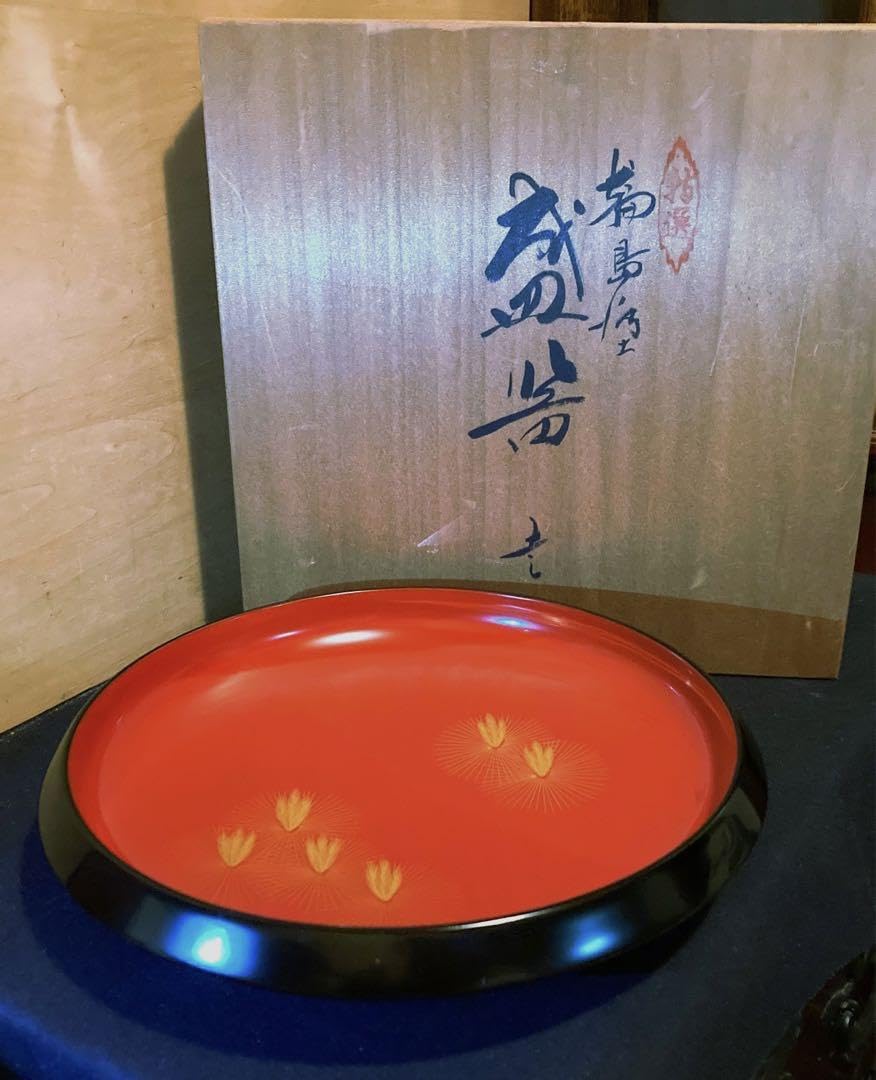 輪島塗沈金 お盆【龍】 よせる