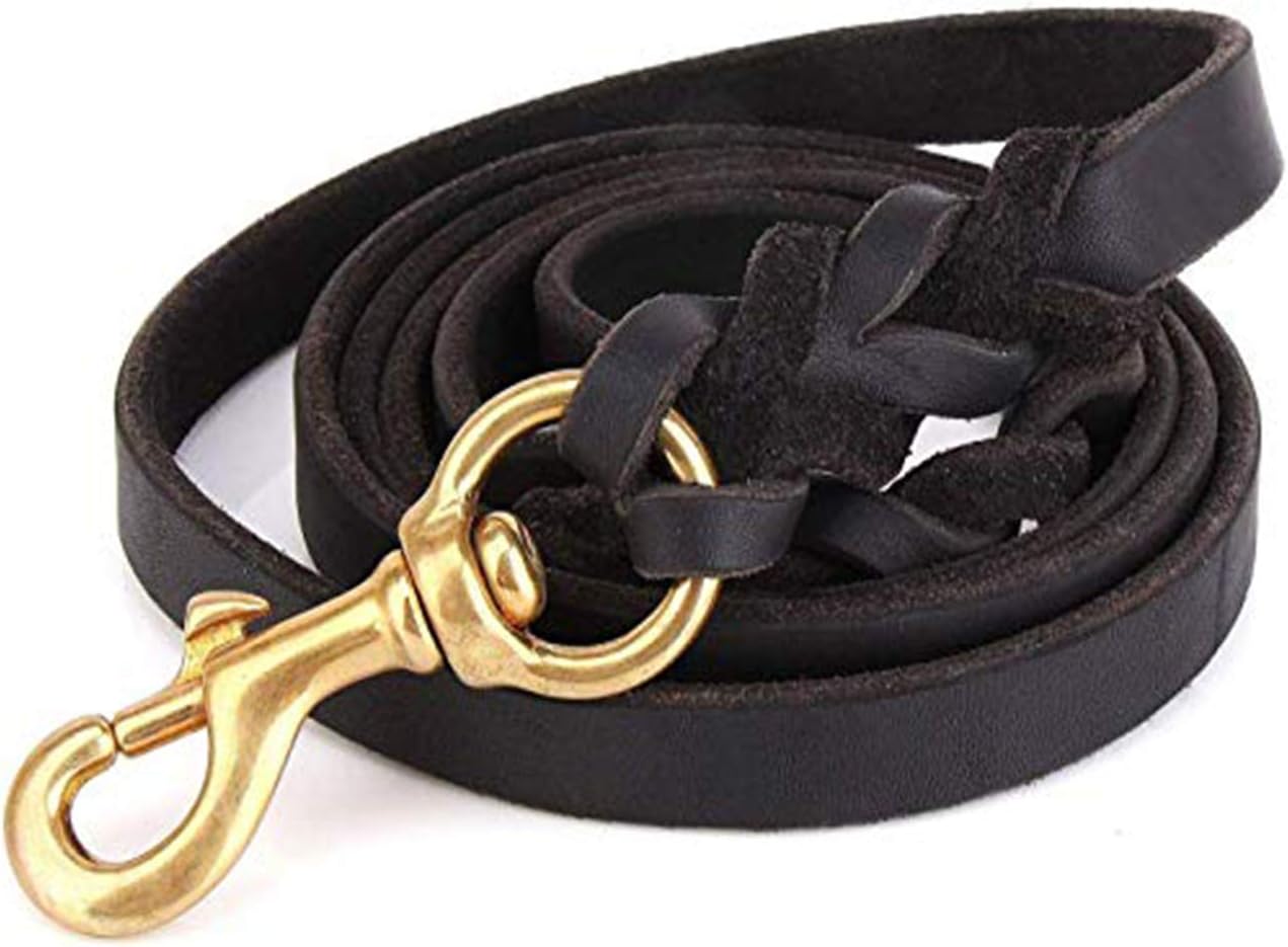 ENICIY Braided Training Leather Dog Leash - Comfortable Soft-Touch Naturally Leather Dog Leash 6 Foot for Large Medium Small Dogs…