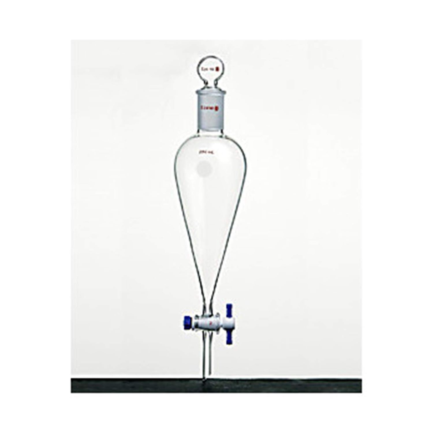 F471330A Synthware Separatory Funnel, PTFE Stopcock, Glass Stopper, 30 ml, Stopper Joint No.13, Stopcock Bore 2mm
