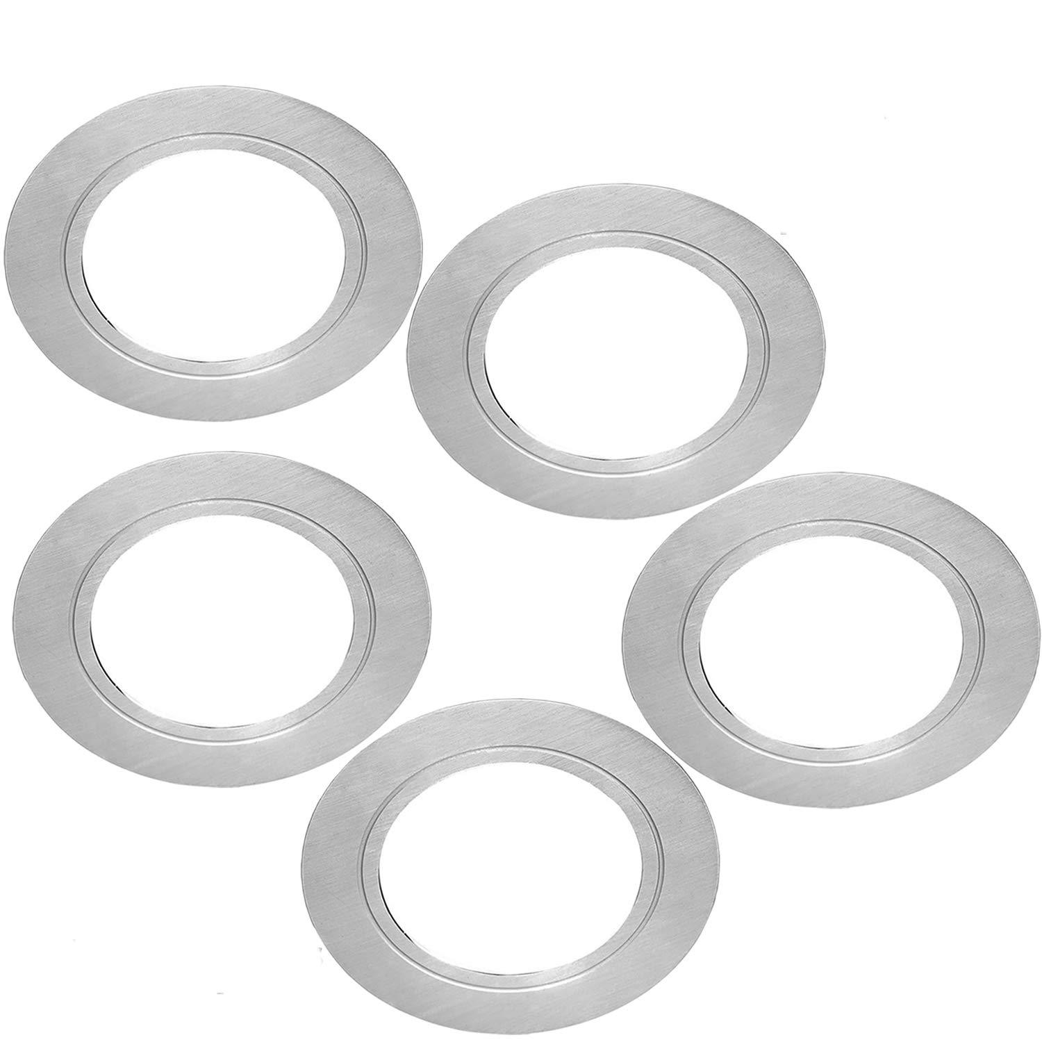 5x Brushed Nickel Round LED Under Cabinet Lights Kit - Warm White