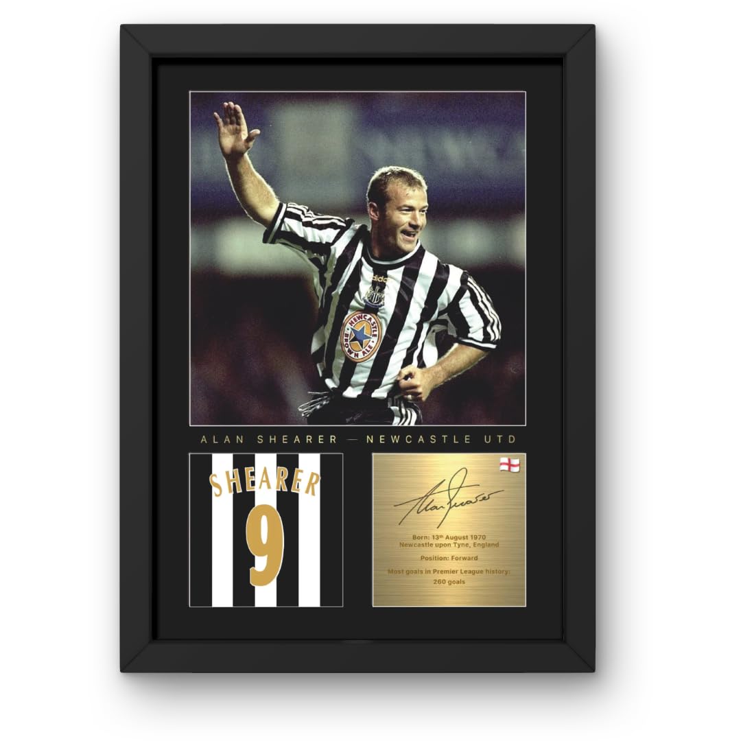 Win FC Alan Shearer A4 Framed Photo Display - Reproduced Digital Signature - Gift For Newcastle Fans-image-26