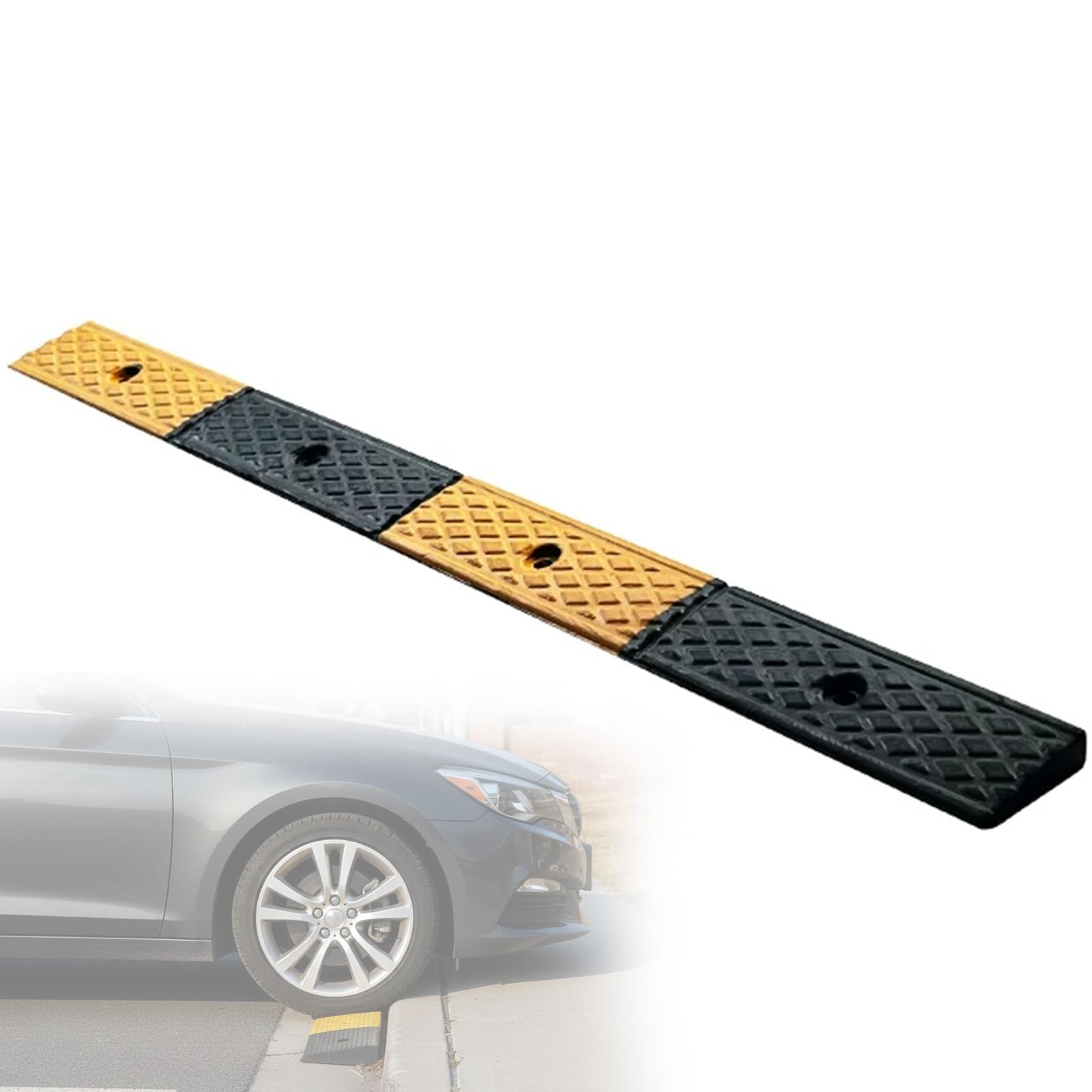 Goma Rampas oara Coches Rampa Escalon Bordillo con Perno de Expansión, de 1 cm a 10 cm de Altura, para Muelles de Carga Garajes Aceras Camiones(100x20x6cm/39x7.9x2.4in)