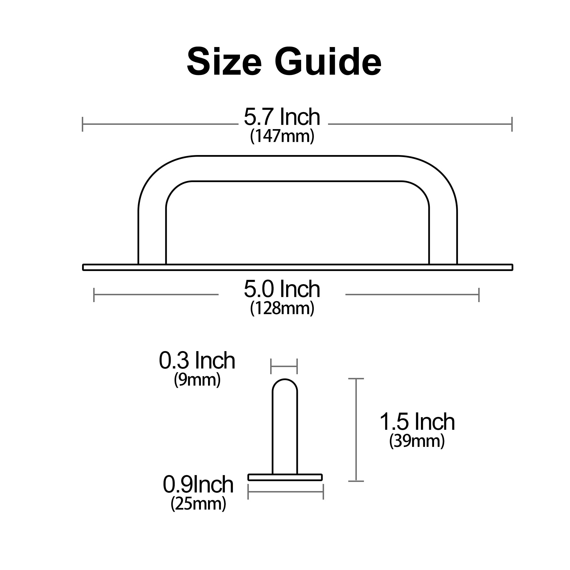 Alzassbg AL3048MB Schrankgriffe, mattschwarz, 128 mm Lochmitte, Schrankgriffe mit Bodenplatte, Küchen-Hardware für Schränke und Schubladen, 6 Stück