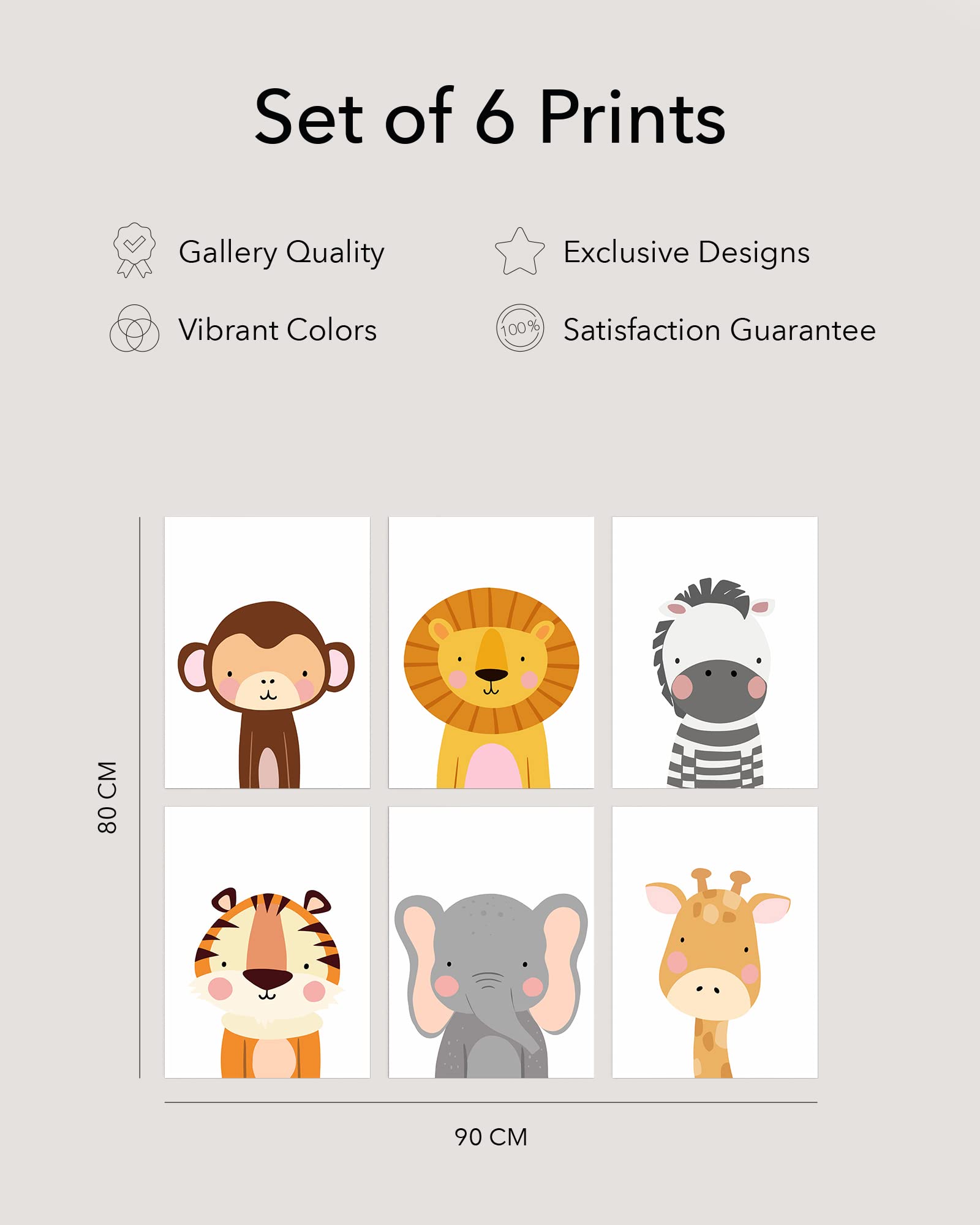 Hambient Laminas Decorativas Infantiles para Cuadros Habitacion Bebe, Niño, Niña - Decoracion Pared Dormitorio Juvenil - 6 Posters 30x40 cm SIN Marco (Animales Safari Africa)