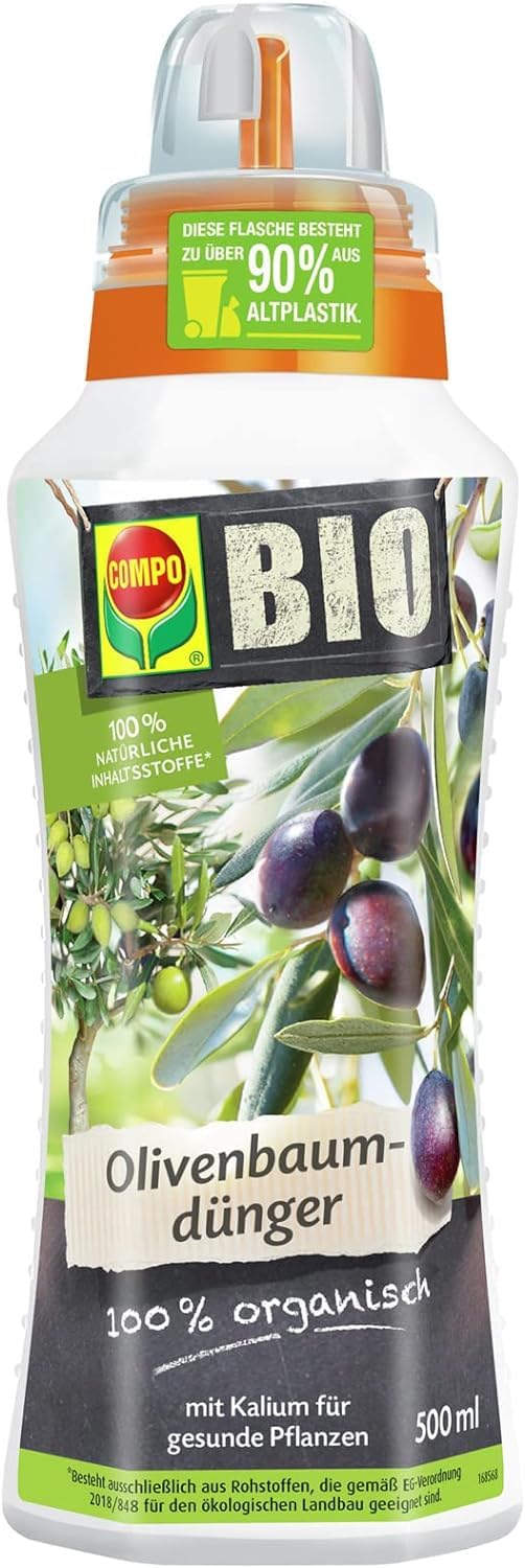 COMPO BIO Olivenbaumdünger – Olivenbäume düngen mit 100 Prozent natürlichen Inhaltsstoffen – Spezial-Flüssigdünger – 500 ml
