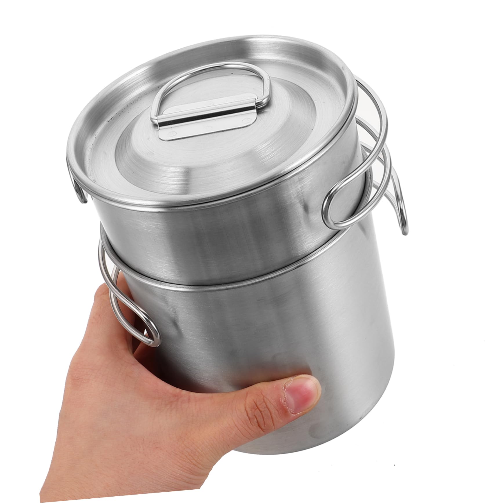 BESPORTBLE Bicchieri Pieghevoli da Viaggio 2 Pezzi in Acciaio Inox Argento | Tazze da Freddo Leggere e Impilabili, Tazze Rotonde con Manico Pieghevole per Picnic e Campeggio