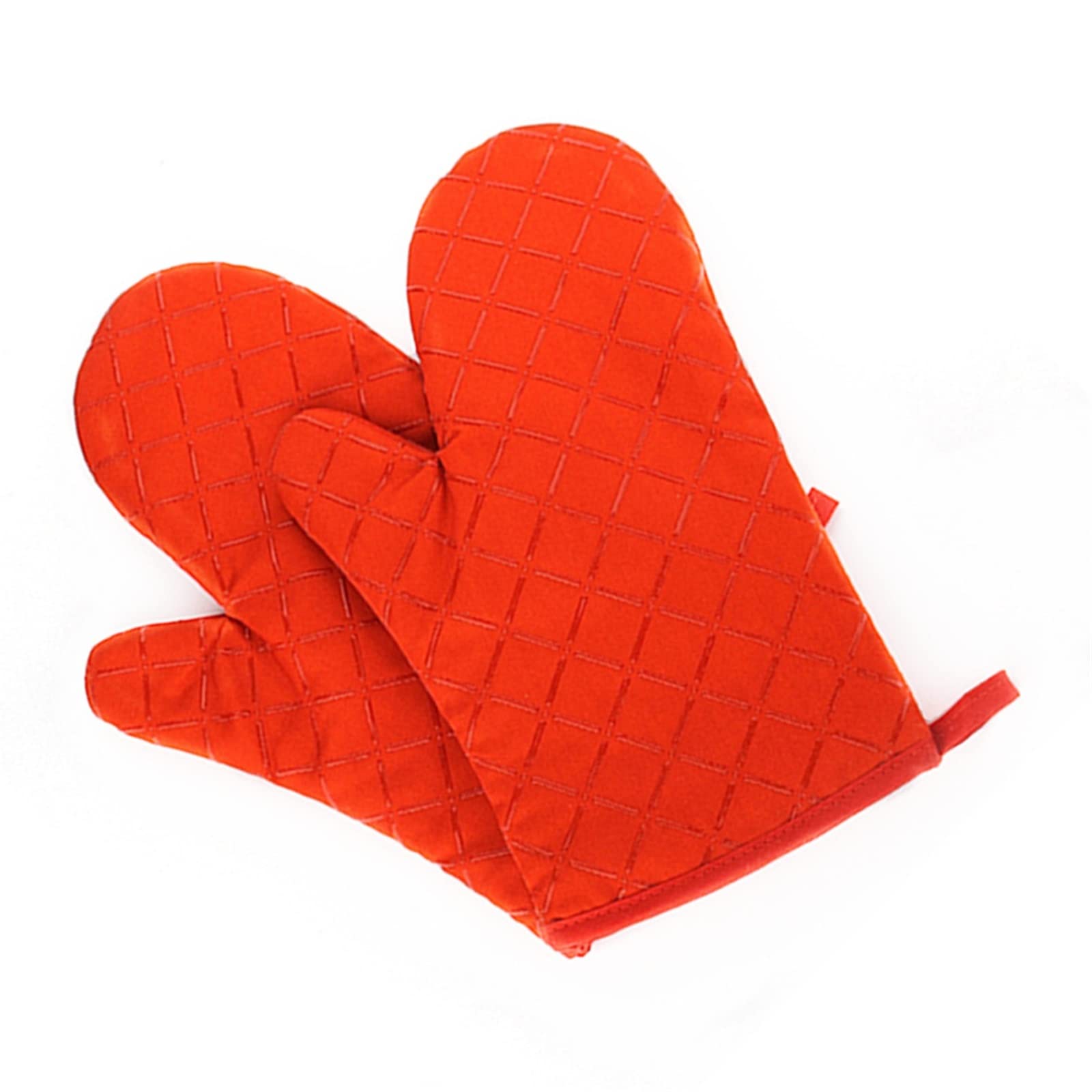 Gants de Cuisine antidérapants en Coton imprimé Silicone, résistants à la Chaleur, for la Cuisson, la pâtisserie et Le Gril(Red)
