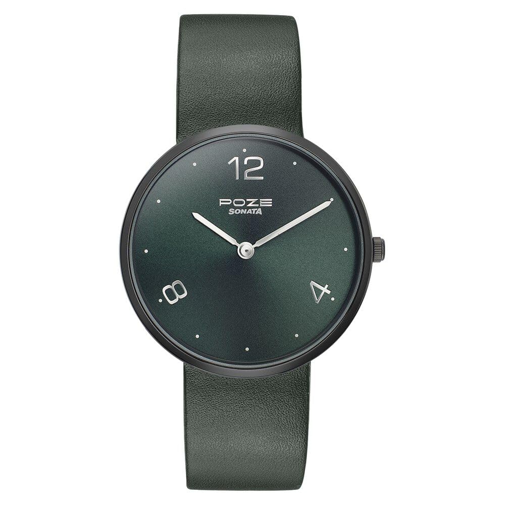 Sonata Poze Quartz Analog Green Dial Leather Strap Watch for Men-SP70007NL01 (B0CT5RR14D) Amazon Price History, Amazon Price Tracker