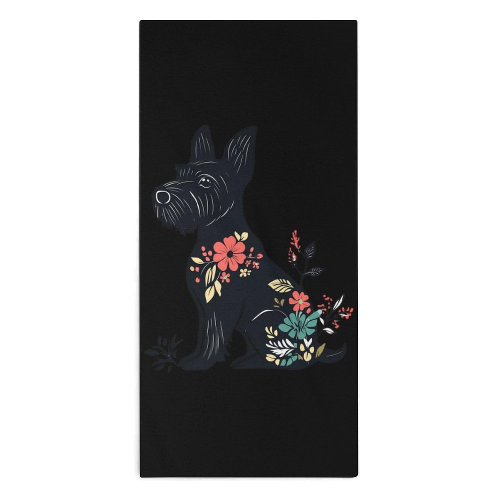 TXFBTRFSA Scottish Terrier Floral Hand Towels for Adult Face Towel Bath Beach Swim Accessories