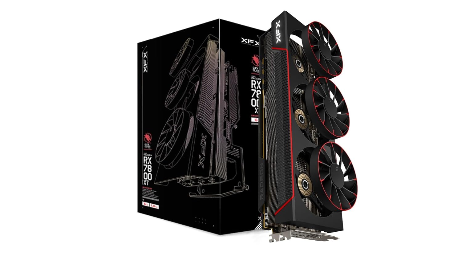 XFX Quicksilver AMD Radeon RX 7800 XT Magnetic Air Gaming Graphics Card with 16GB GDDR6, RDNA3 RX-78TMAIRF9