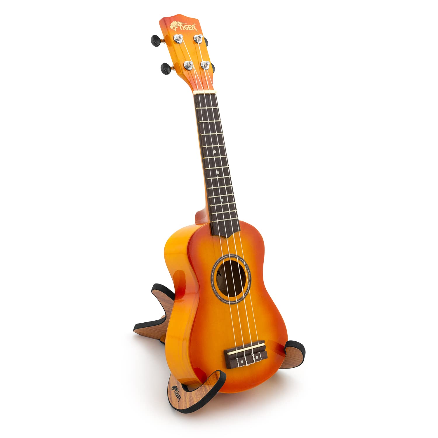 TIGER UAC1-LW Support en bois détachable en forme de X pour ukulélé, mandoline, banjo et violon - grain de bois | UAC1-LW support démontable en bois pour ukulélé, mandoline, banjo & violon, design en X stable et portable