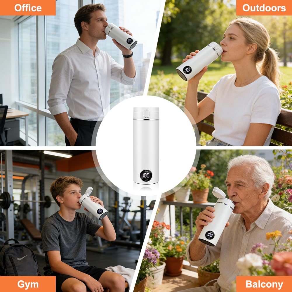 Mini Bouilloire Electrique, 500ML Petite Bouilloire électrique,300W Bouilloire USB, 6 Temperatures Mini Bouilloire Portable Arrêt Automatique, Chauffe Eau Portable pour Café Lait Thé Voiture