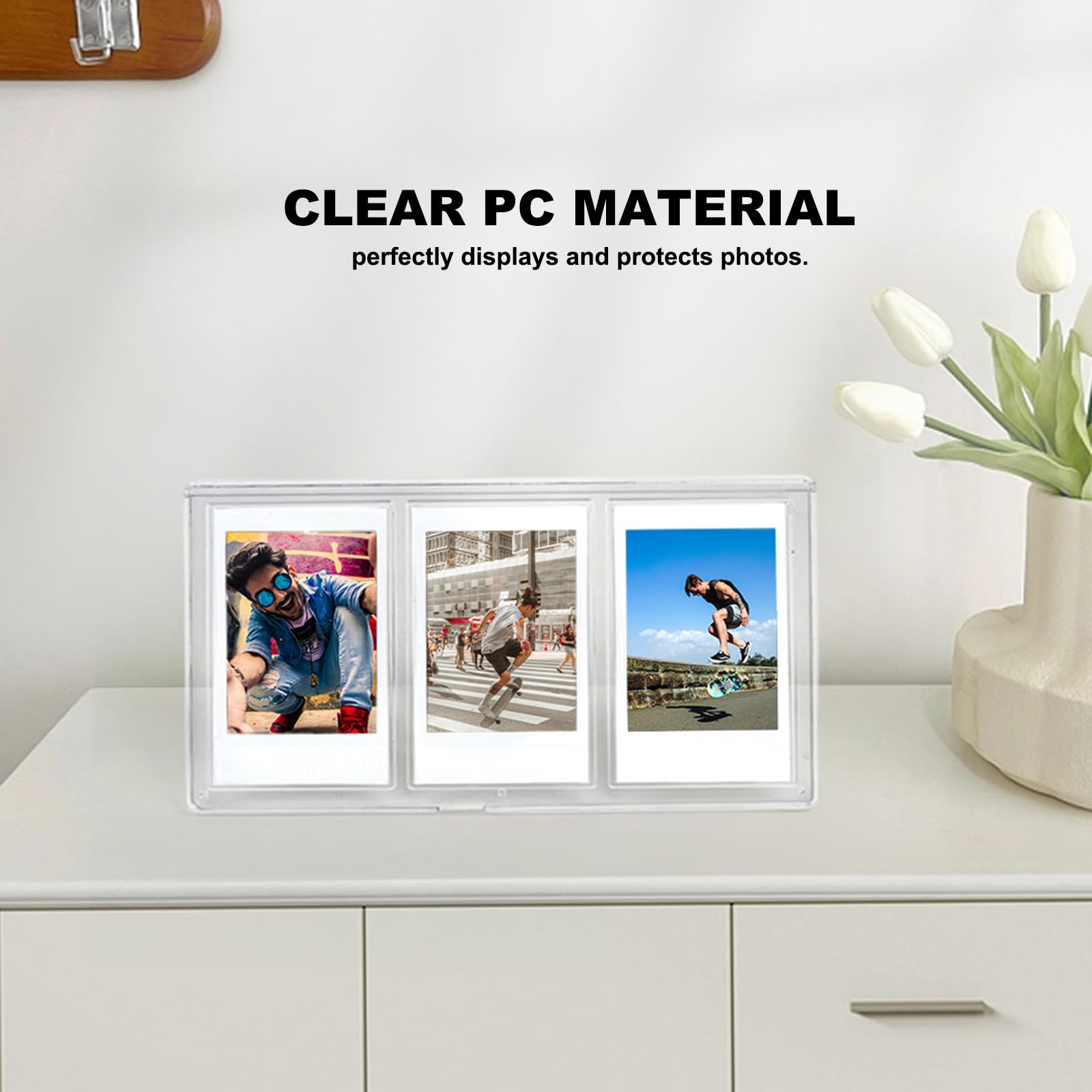3 in 1 Tabletop Photo Frame Clear 3inch Picture Frames with Three Slot Fit for Fujifilm Instax Mini Series Camera,for Polaroid 3inch Film Photo (Clear - Image 4
