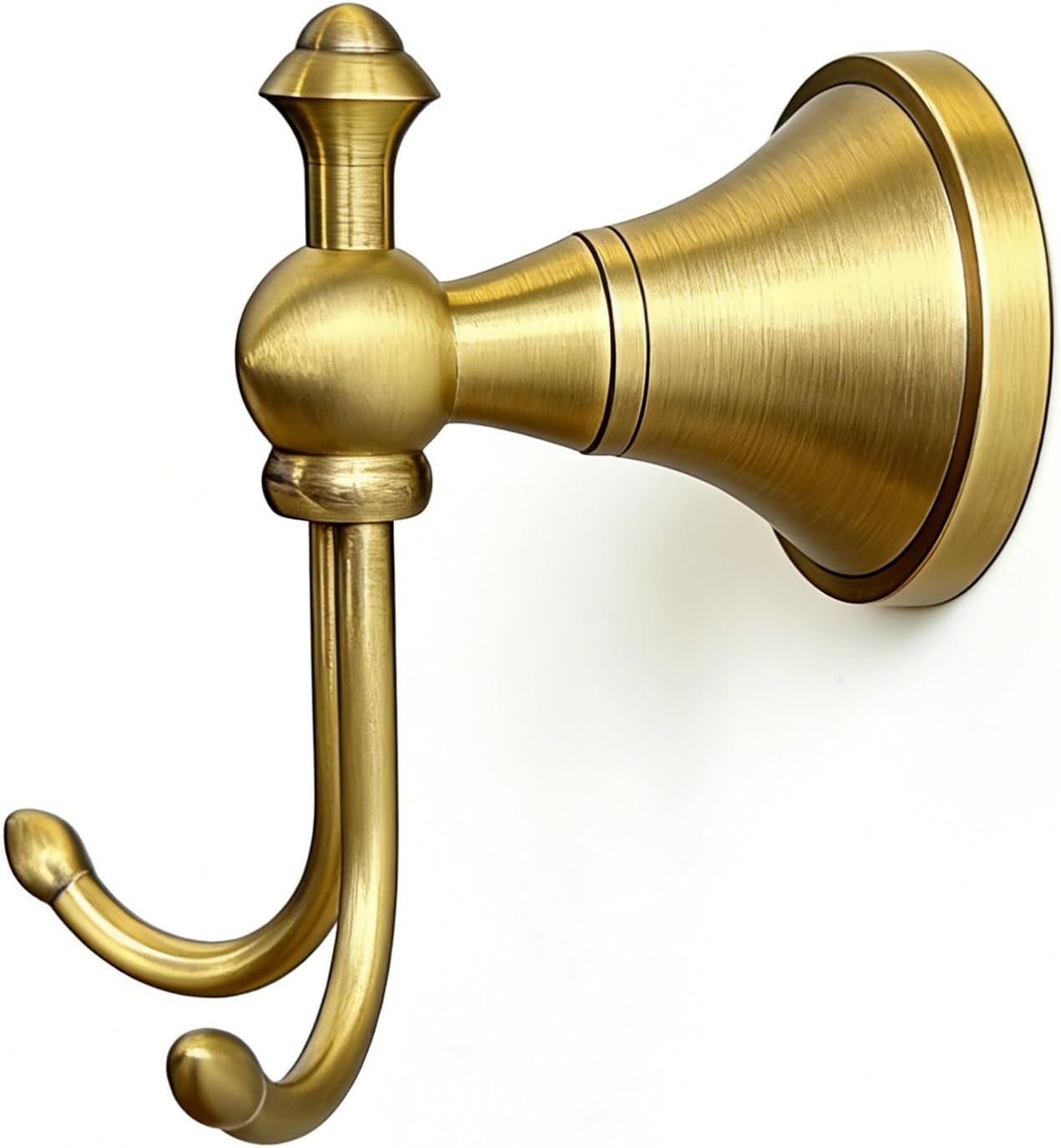 2 Pack Vintage Antique Brass Hooks Wall,Antique Brass Horn Shape Curved Towel Hooks,Vintage Clothes Coat Robe Hook for Bathroom Accessories,Bronze