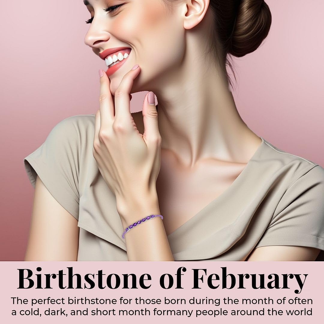 Beaded Birthstone Bracelets for Women in 925 Sterling Silver - Beads Charm Bracelets Adjustable Stretchable Jewelry - Anniversary Promise Gemstones Jewelry - Valentines Day Gifts for Women - Image 5