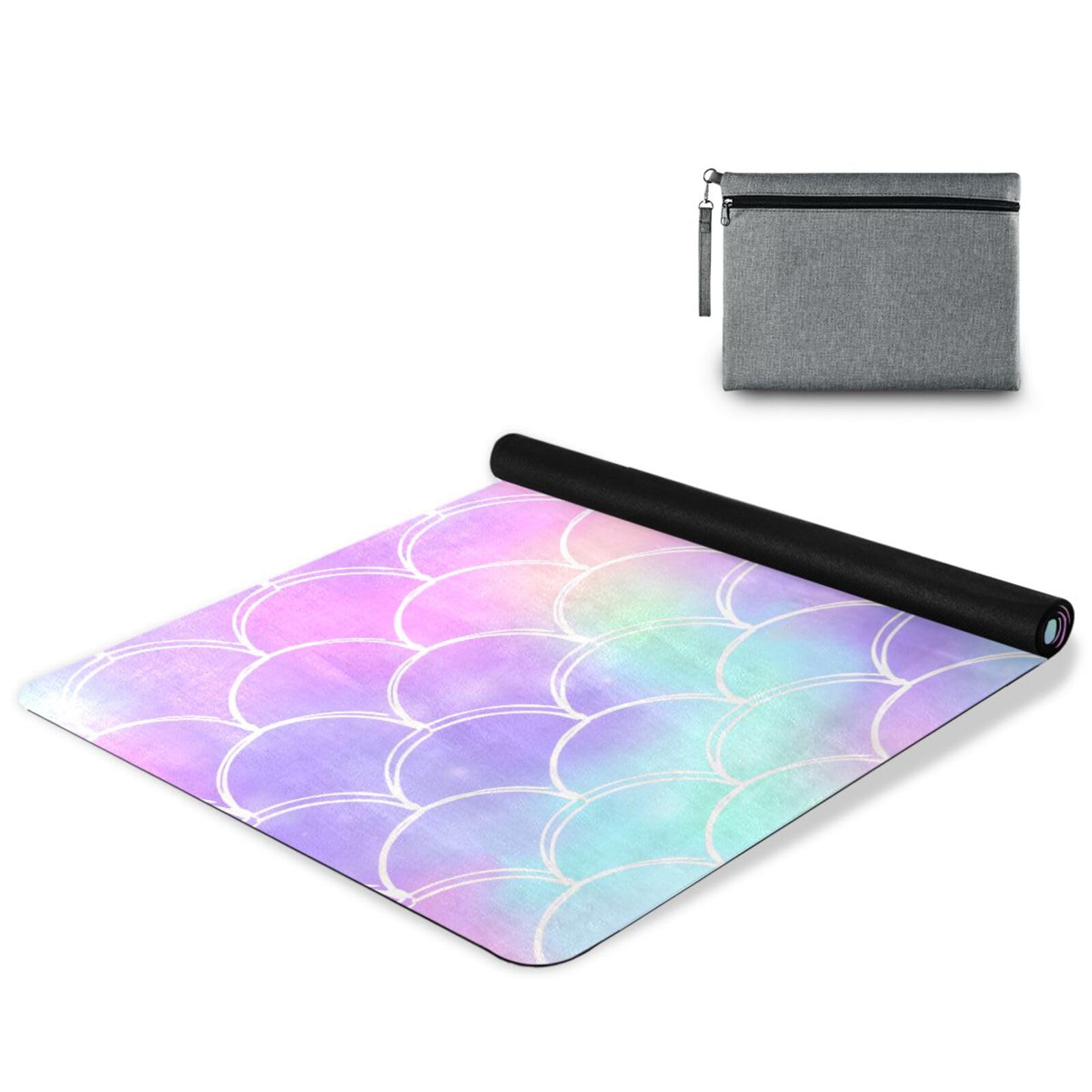 Yoga-Handtuch, Regenbogen-Galaxie, Meerjungfrauen-Schuppen, rutschfest, dick, umweltfreundlich, Gummi, faltbar, Yoga-Matte für Damen, A001