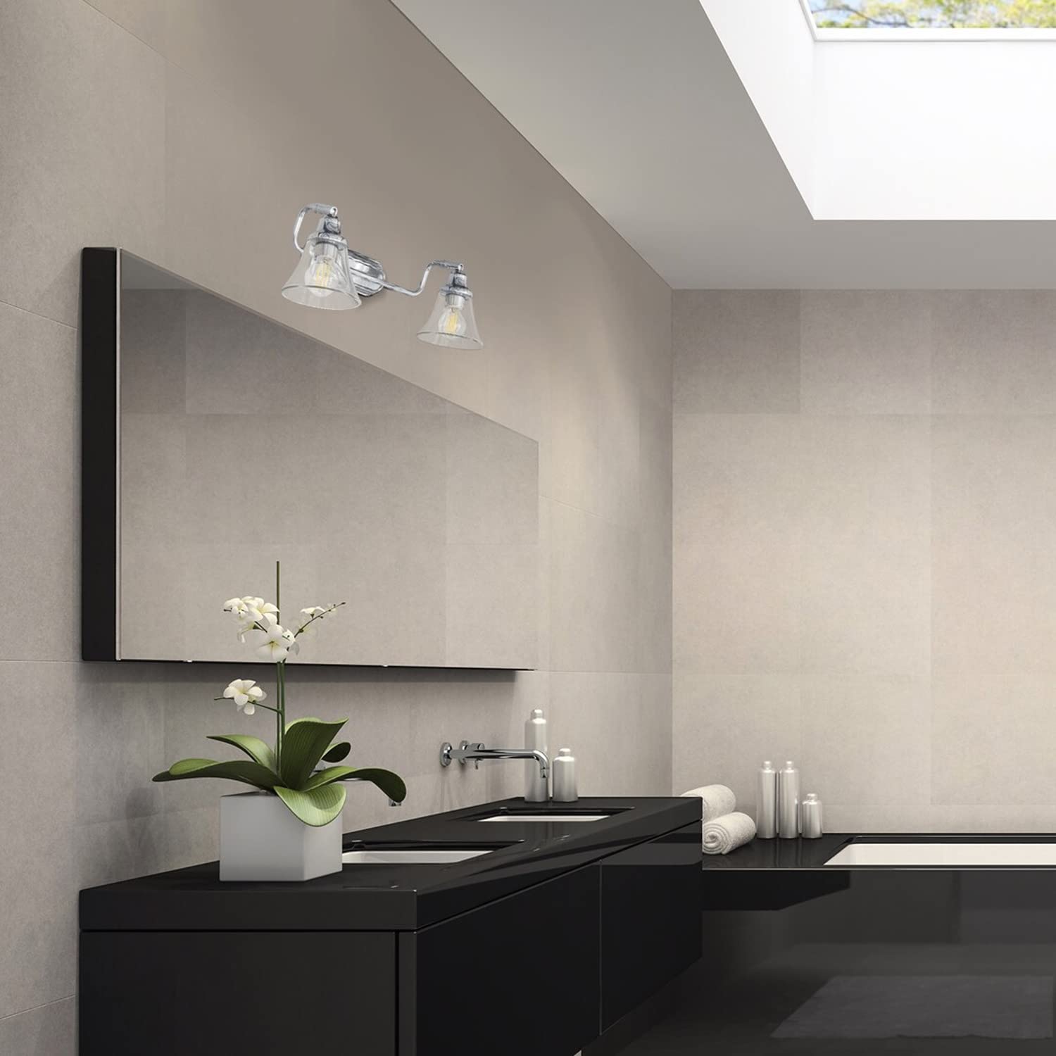 Lampada a parete/bagno Light Antoine Metal Chrom E14 2x Max 40W IP44 H: 14 cm L: 39 cm B: 18 cm Dimmabile
