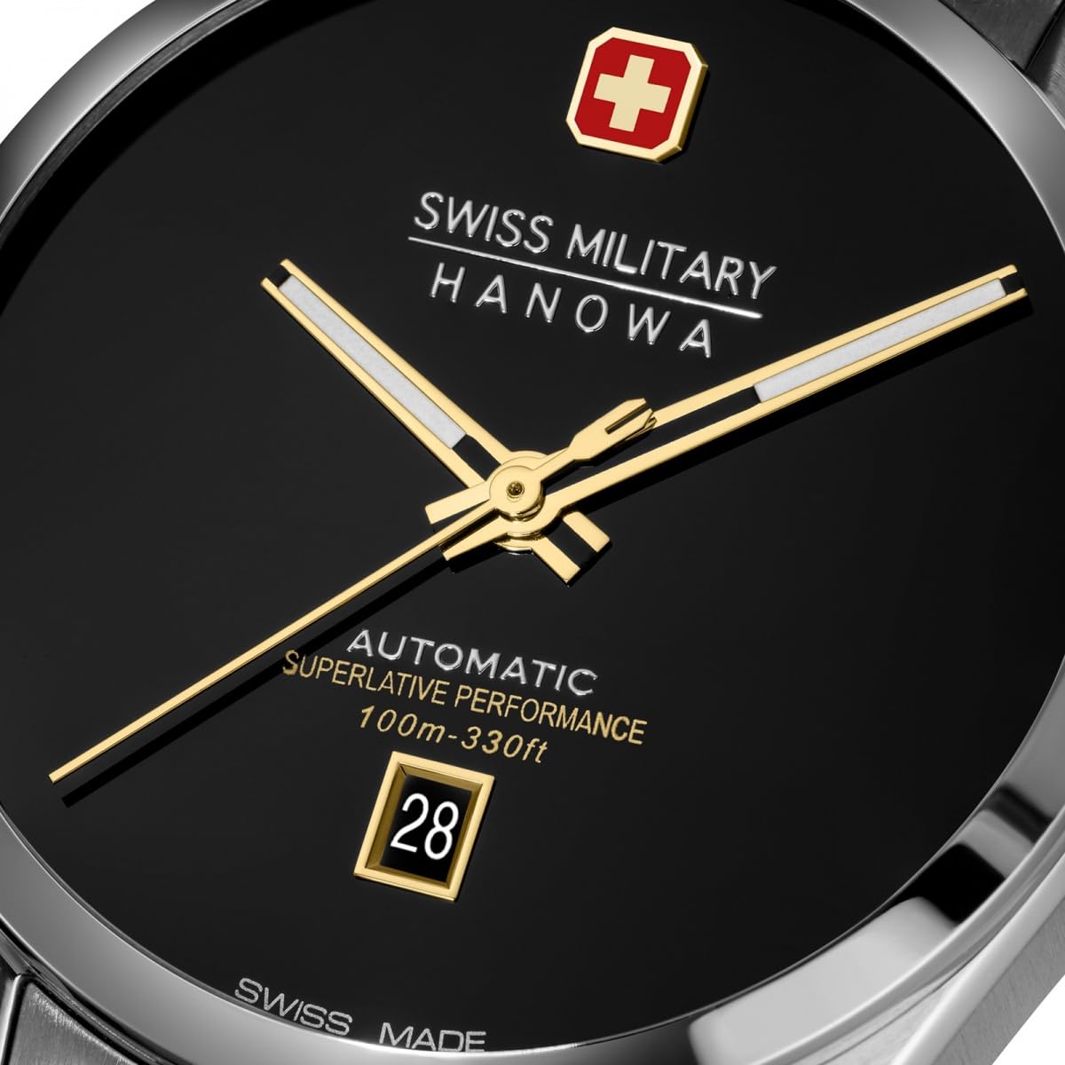 Swiss Military Hanowa SMWGL0006204 Majestic Pioneer Onyx zegarek męski automatyczny 41 mm Swiss Made szafirowe szkło 10 ATM bransoletka ze stali nierdzewnej kolor srebrny
