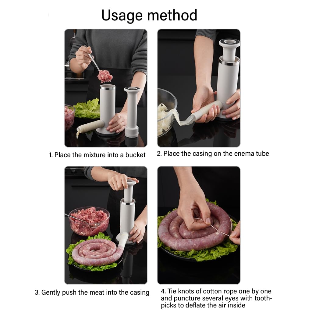 MZTOGR Sausage Stuffer Horizontal Stainless Steel Homemade Sausage Maker Meat Sausage Machine With Suction Base 5LBS