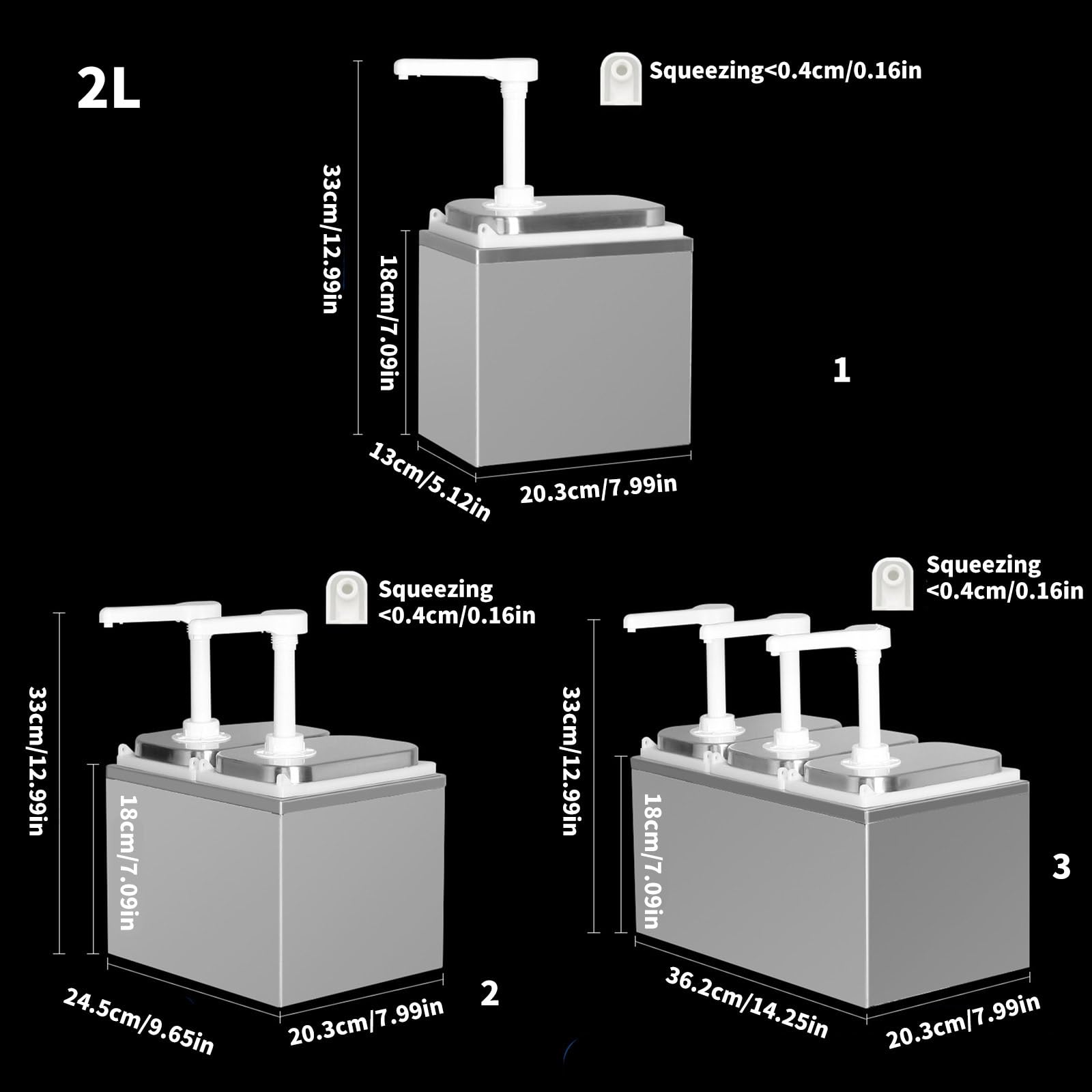 Grande Capacità Pressa A Mano Dispenser Liquido Acciai Inox Salsa Pompe Organizzatori Per Bevande Dessert Fare Condimento Acciaio Inox Salsa Dispenser