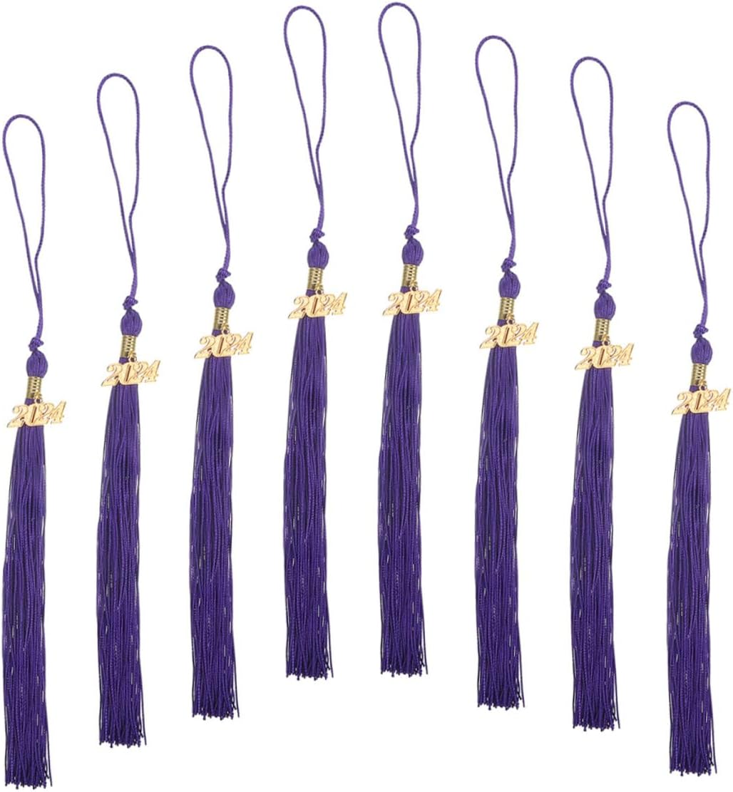 8pcs Purple Graduation Cap Tassels Accessories Hanging Ornaments for Academic Caps Ceremony Decoration Graduate Supplies