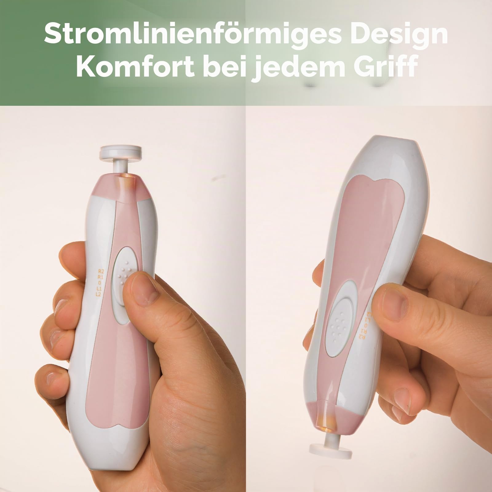 haakaa Elektrischer Baby-Nagelknipser, Baby-Nagelfeilen-Set mit 6 Schleifkopf und LED-Licht für Neugeborene, Kleinkinder Oder Erwachsene, Rosa