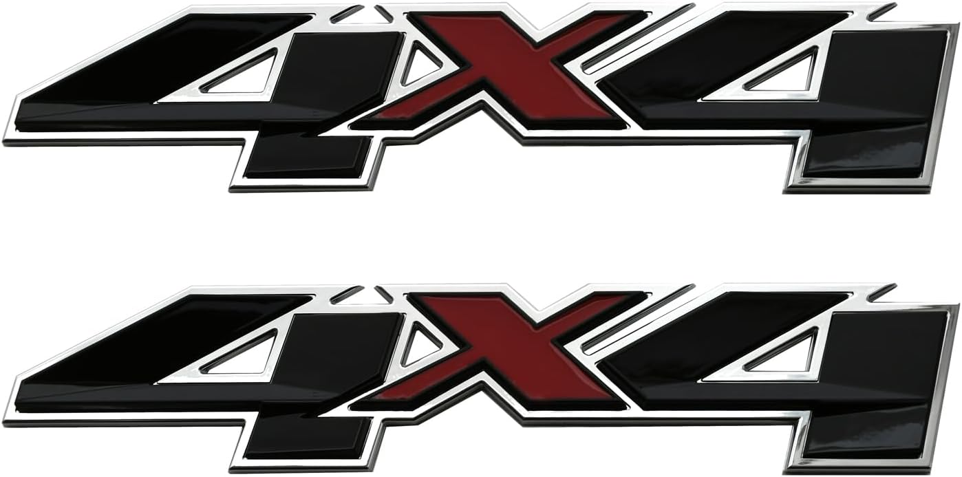 2pcs New Custom 3D 4x4 Bed Rear Emblems Badges Decal Replacement for Silverado GMC Sierra (Redline)