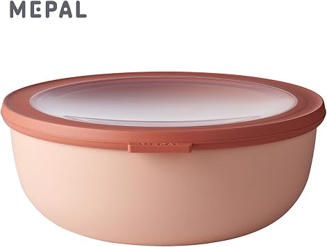 Mepal - Cirqula çok amaçlı kase yuvarlak Nordic Blush – 2250 ml – Saklama kutusu, buzdolabı kutusu, derin dondurucu, mikrodalga fırın kabı ve kapaklı servis kasesi olarak kullanılabilir