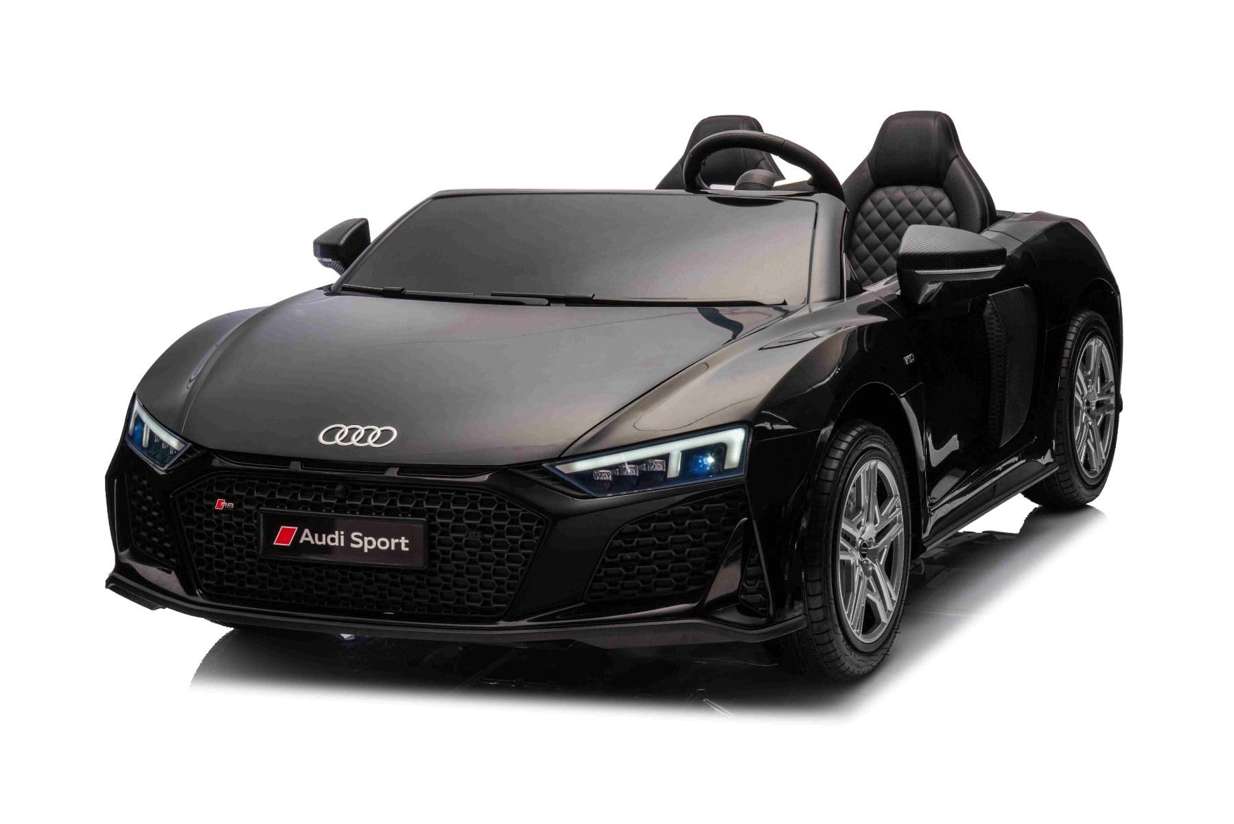 Voiture électrique Enfants 24V 2 Places, Noir, Lecteur MP3 avec USB/​AUX et Bluetooth, Batterie 24V/​14Ah, Moteurs 2 x 200W, Roues EVA avec Suspension arrière, Sièges réglables en Cuir