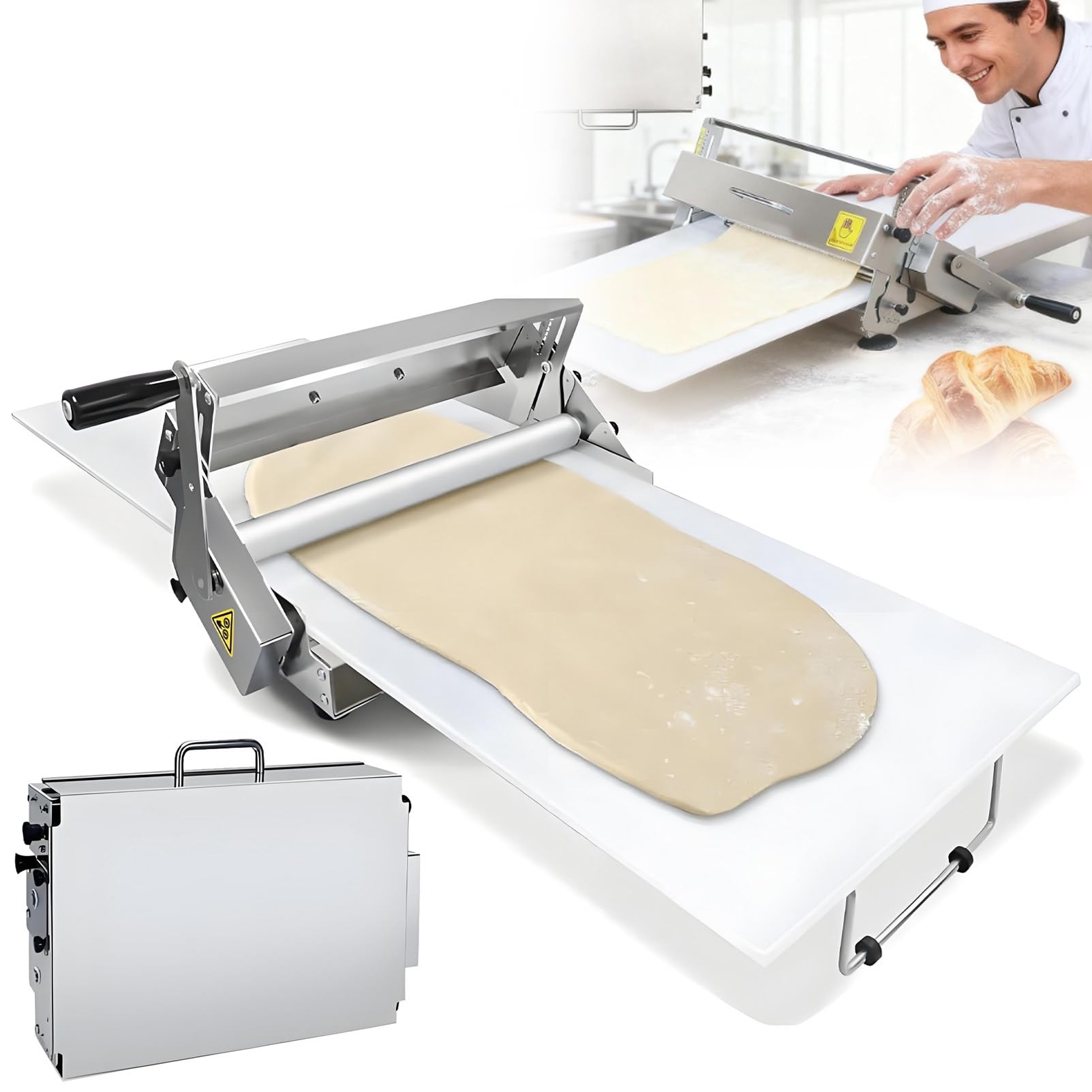 Manueller faltbarer Teigschaber, verstellbare Dicke, Nudelblatt, für Bäckerei, Pizza, Croissant, Teigroller