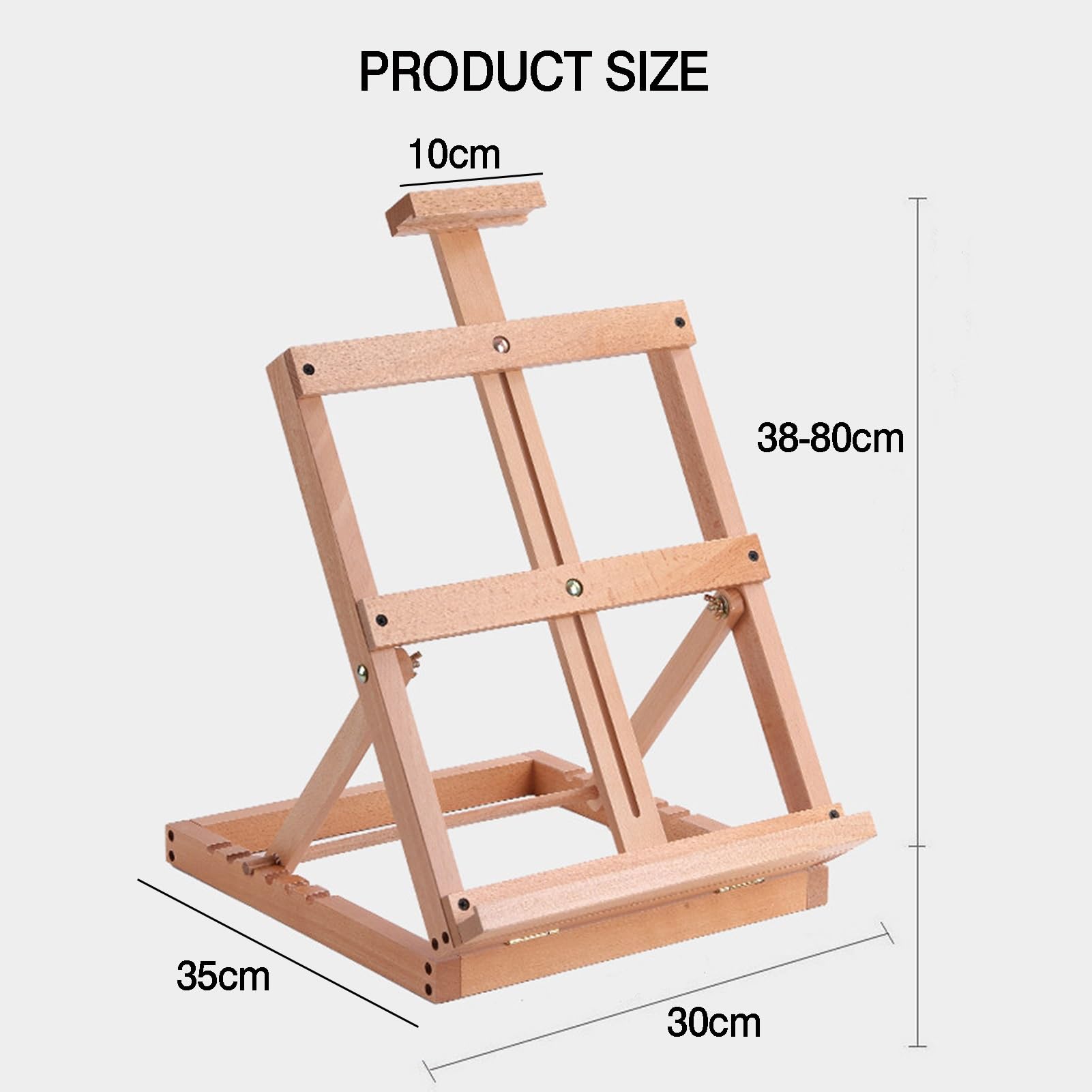 Caballete de mesa para pintar, caballete de madera de haya, ideal para exhibición en lienzo, altura ajustable para pintar y escaparate fácil, perfecto para artistas y principiantes