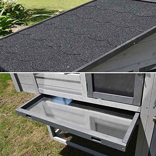 74" Hühnerstall,Hölzernes Hinterhof Hühnerhaus Indoor,Im Freien zweistöckiger Geflügelkäfig mit Lauf, Hühnernestkasten, ausziehbare Tabletts und Rampe – Bild 5